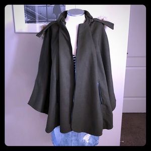 Olive green hooded poncho/cape